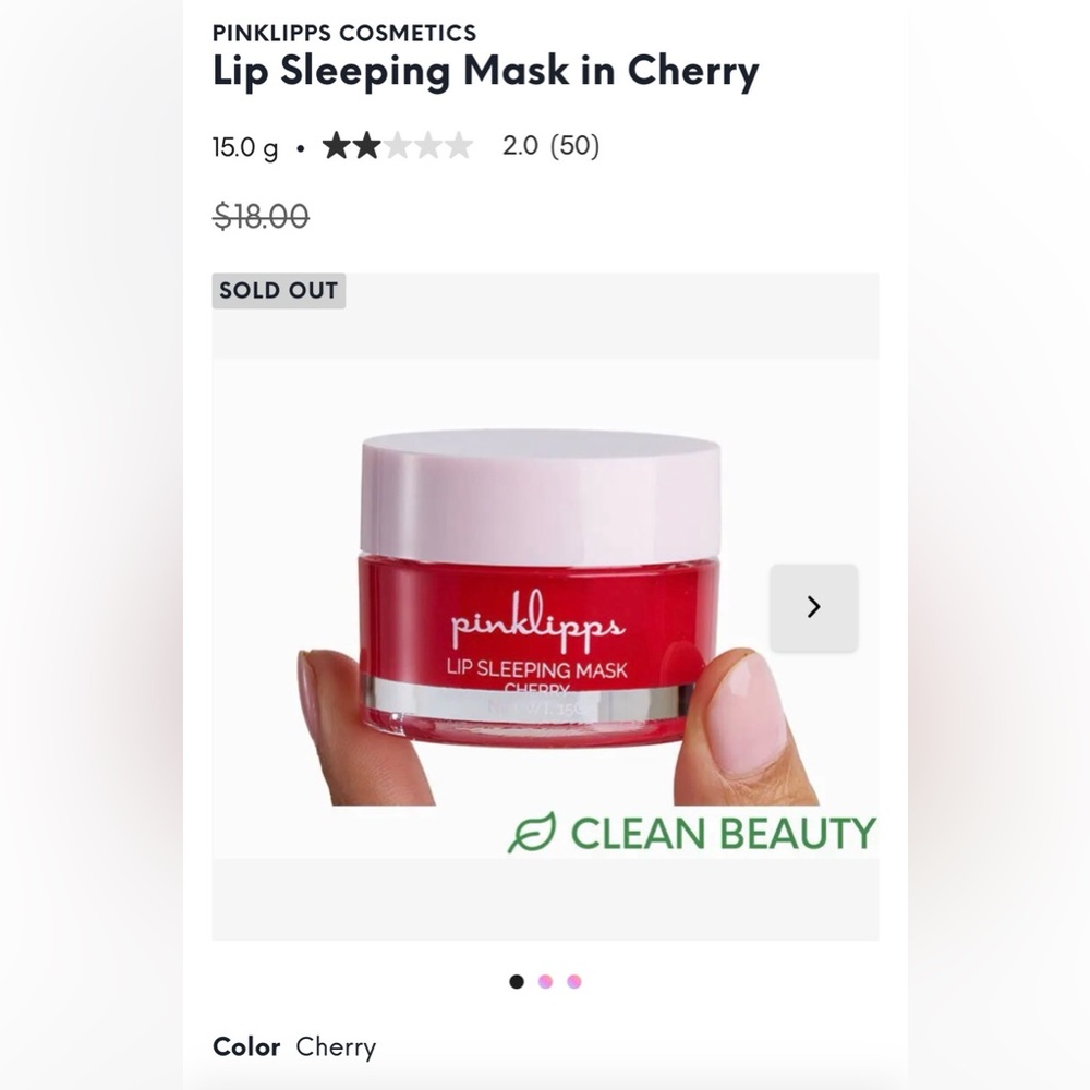 NWT -PINK 💓LIPPS COSMETICS -Lip 💋Sleeping Mask in Cherry Red